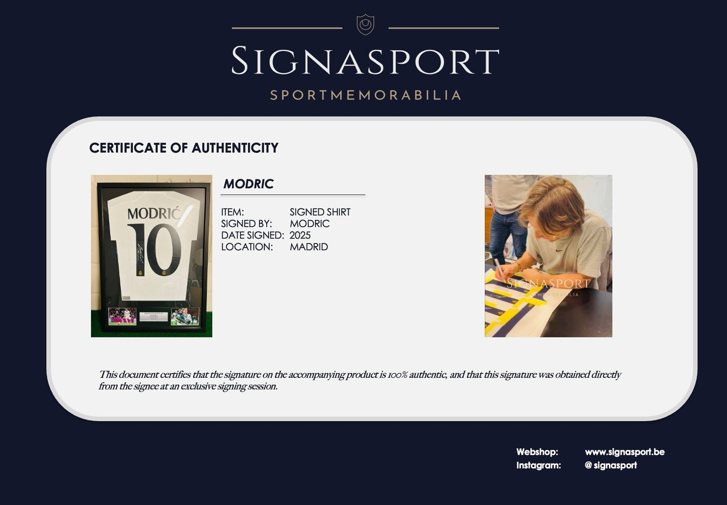 Modric Signed Real Madrid Football Shirt. Deluxe Frame