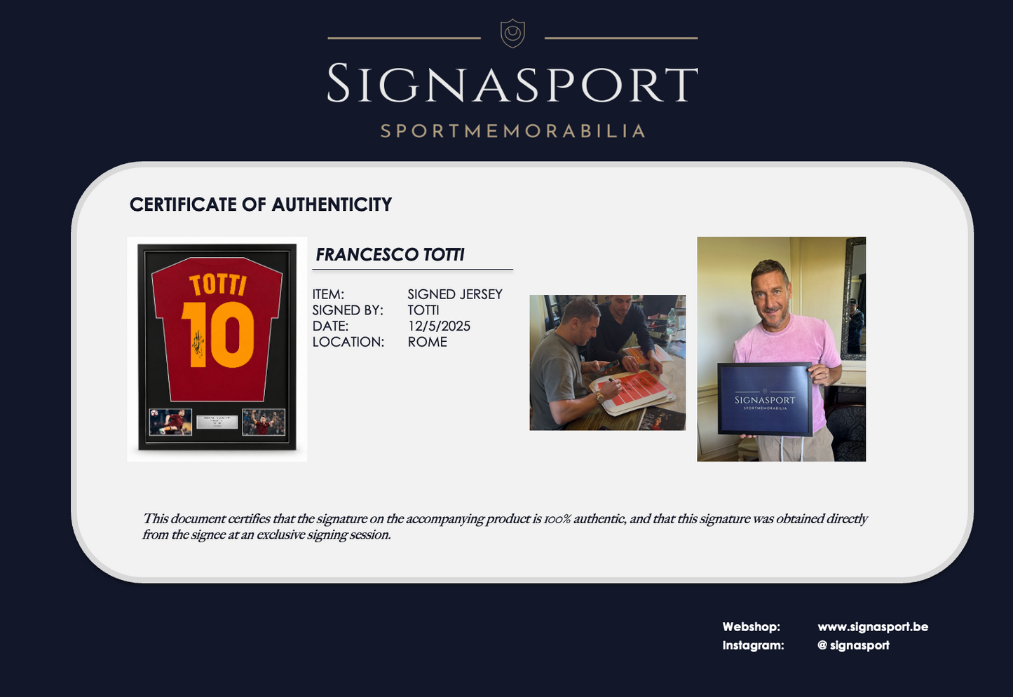 Totti - AS Roma Signed ‘98-99 Retro Shirt. Deluxe Frame