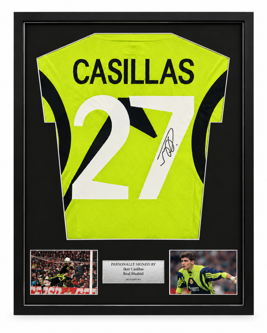 Casillas Signed Real Madrid Shirt. Deluxe Frame