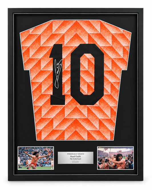 Ruud Gullit Signed The Netherlands Football Shirt. Deluxe Frame