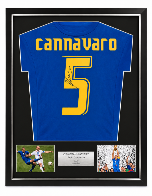 Cannavaro Signed Italy Football Shirt. Deluxe Frame