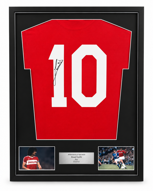 Ruud Gullit Signed PSV Football Shirt. Deluxe frame