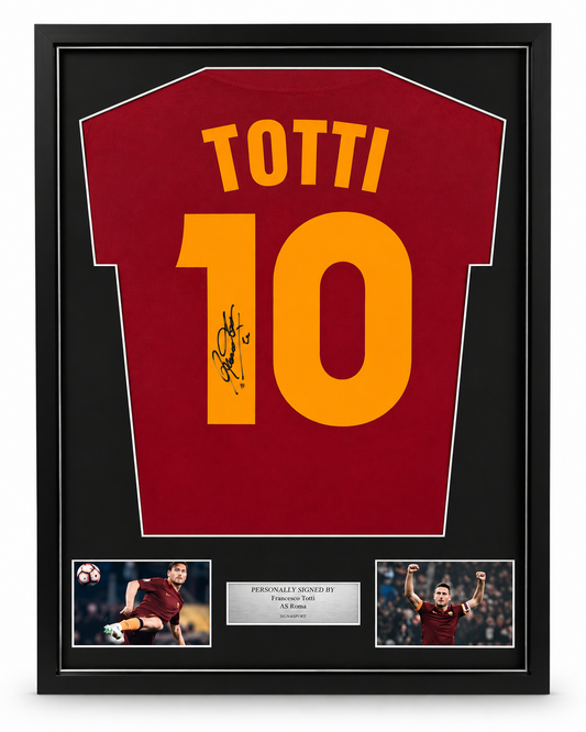 Totti - AS Roma Signed ‘98-99 Retro Shirt. Deluxe frame