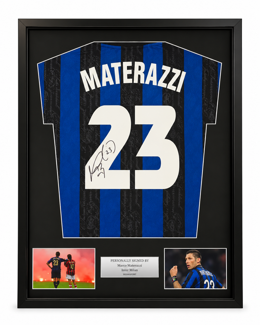Materazzi Signed Inter 97|98 Football Shirt. Deluxe Frame