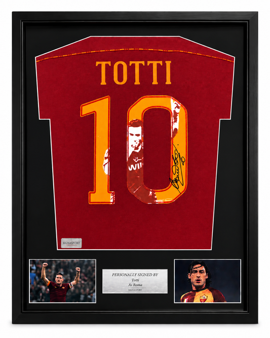 Totti Signed AS Roma Football Shirt. Deluxe frame