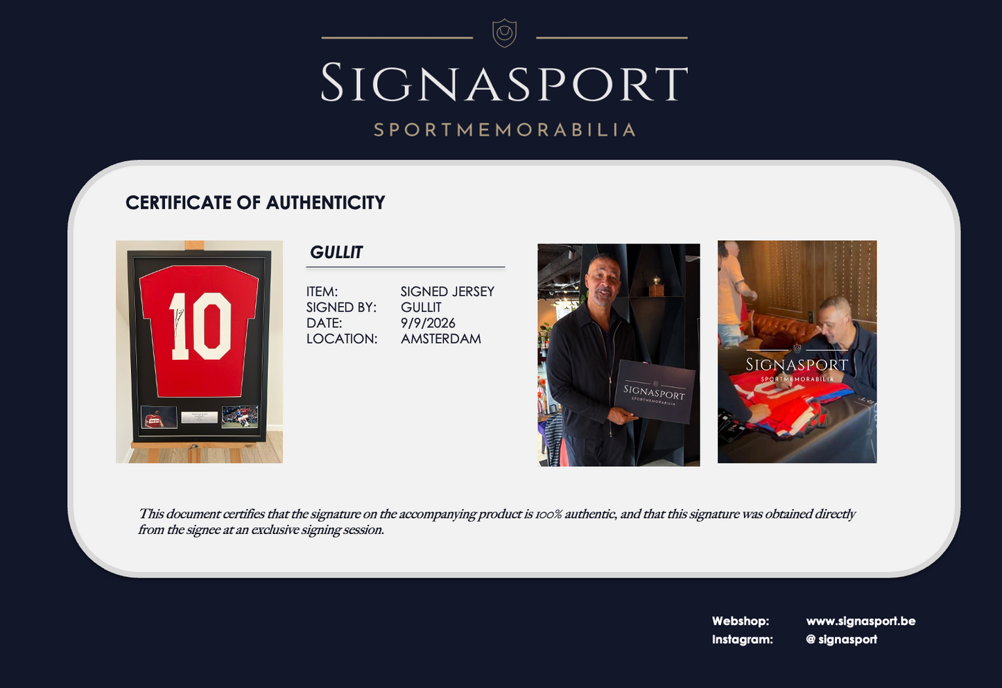 Ruud Gullit Signed PSV Football Shirt. Deluxe frame