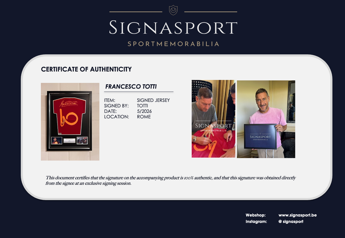 Totti Signed AS Roma Limited Edition Football Shirt. Elite Frame