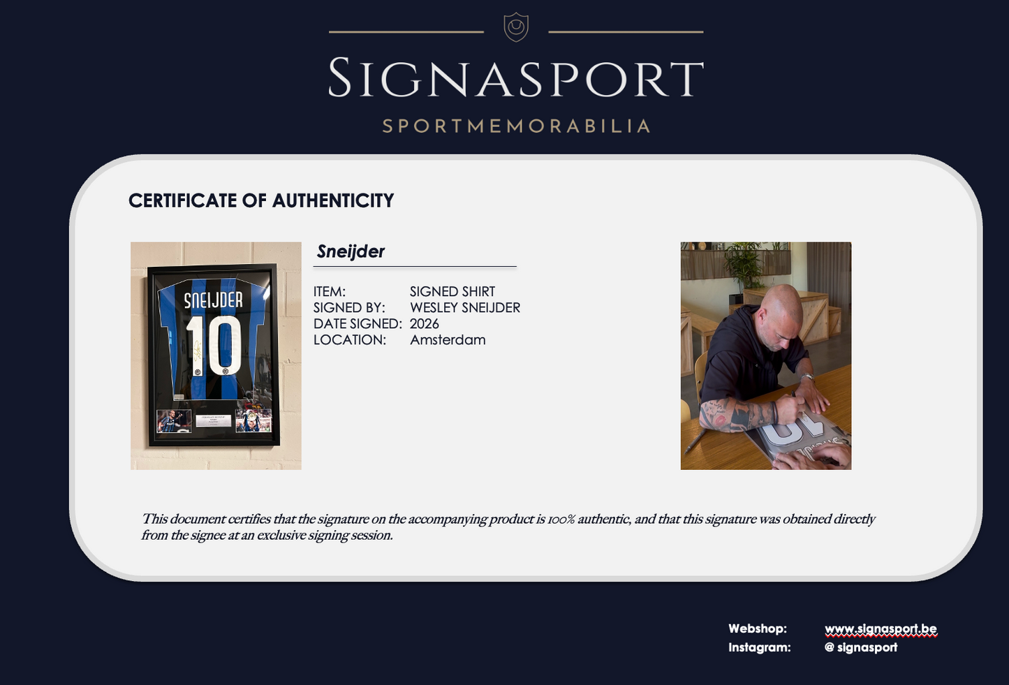 Sneijder Signed Inter Milan Football Shirt. Deluxe Frame