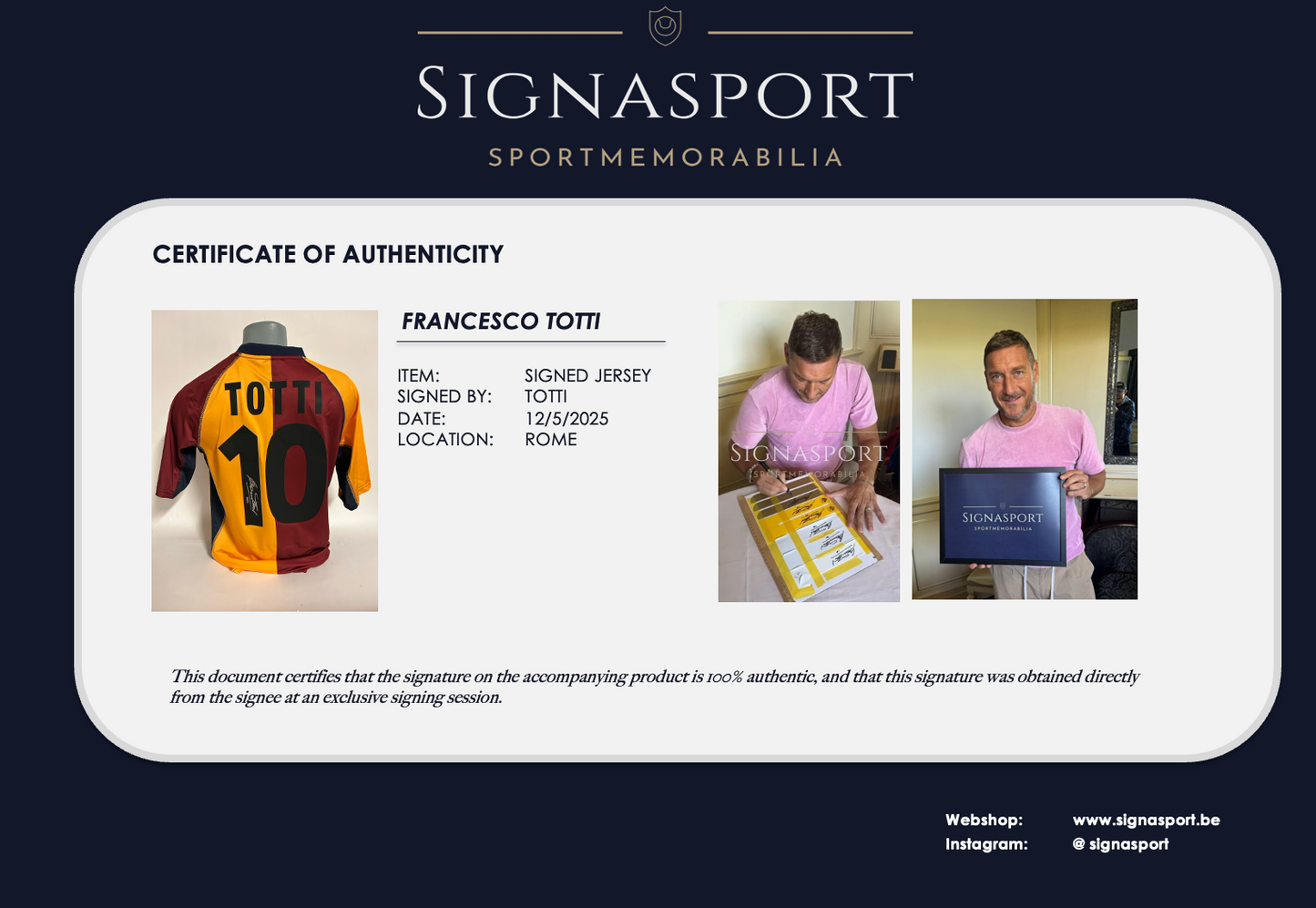 Totti Signed AS Roma ‘98-99 Football Shirt