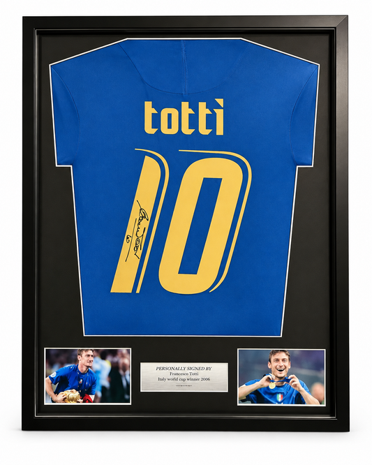 Totti Signed Italy Football Shirt. Deluxe Frame