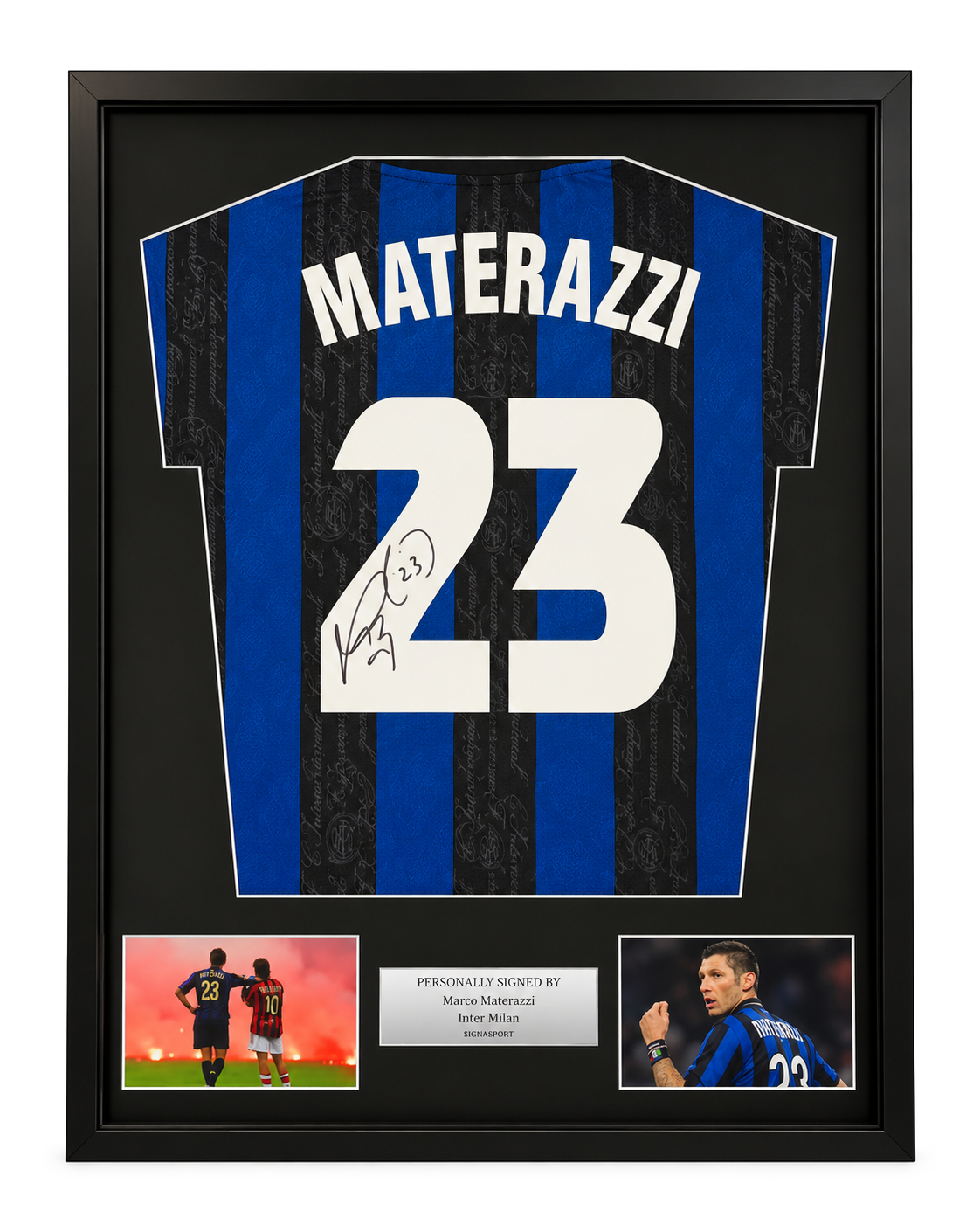 Materazzi Signed Inter 97|98 Football Shirt. Deluxe Frame