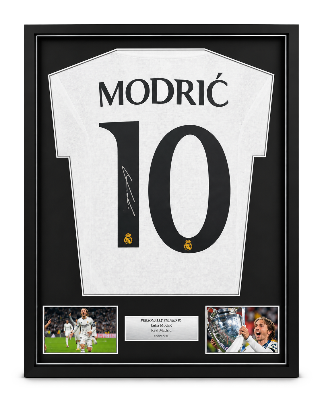 Modric Signed Real Madrid Football Shirt. Deluxe Frame