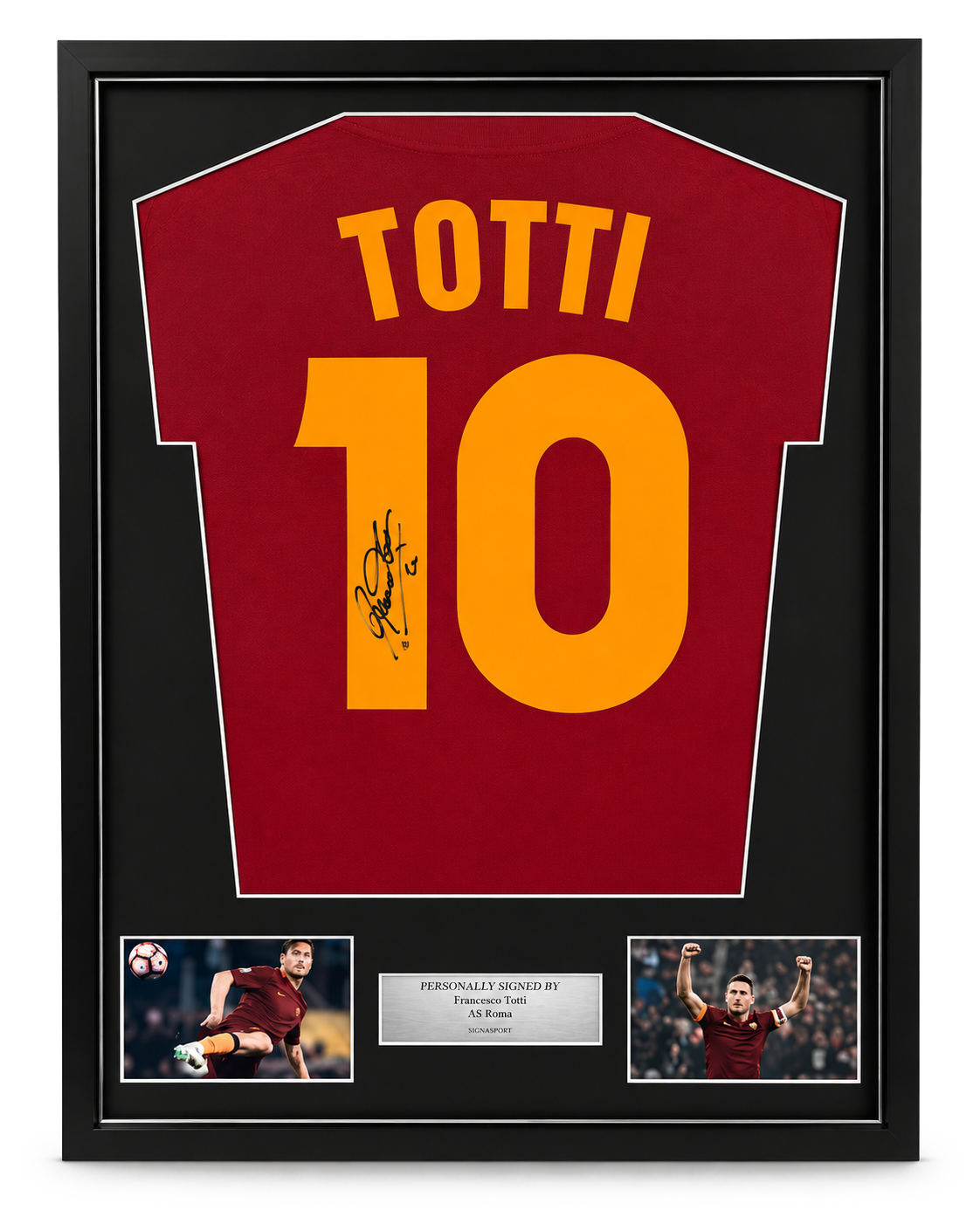 Totti - AS Roma Signed ‘98-99 Retro Shirt. Deluxe frame