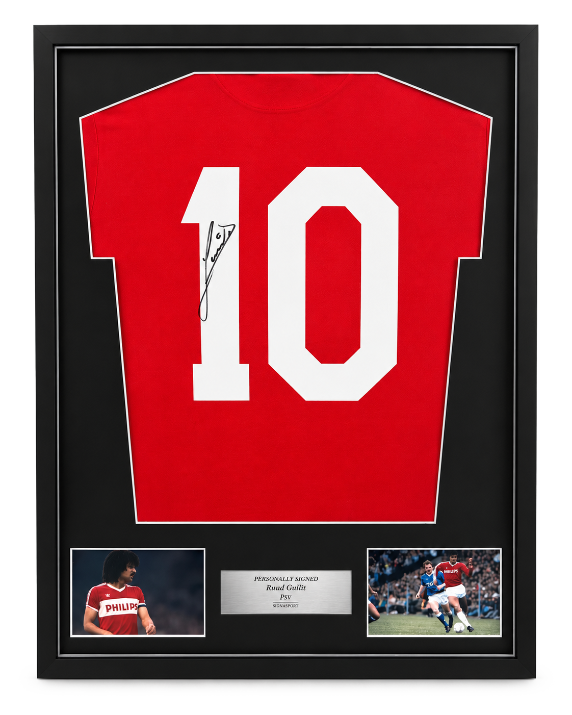 Ruud Gullit Signed PSV Football Shirt. Deluxe frame